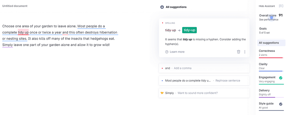 grammarly suggestions